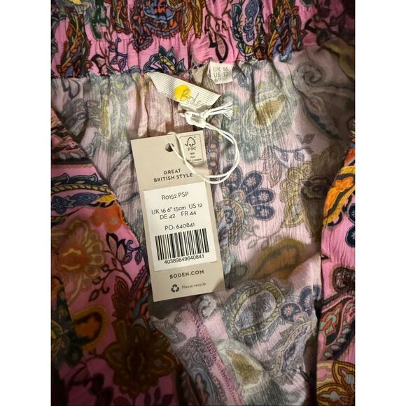 NWT Boden Women's Paisley Print Elastic Waist Pull-on Shorts Multicolor Size 12 - Picture 2 of 4